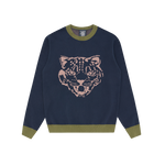 LEOPARD KNITTED JUMPER - NAVY