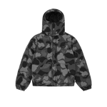 CAMO HOODED DOWN JACKET - BLACK