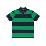 COLLEGIATE STRIPED POLO SHIRT - NAVY/GREEN