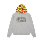 CAMO ARCH LOGO ZIP THROUGH HOOD - HEATHER GREY