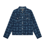 DIAMONDS & DOLLARS PRINTED DENIM JACKET - INDIGO