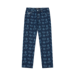 DIAMONDS & DOLLARS PRINTED DENIM PANTS - INDIGO