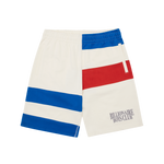 CUT & SEW PANELLED SWEAT SHORTS - CREAM