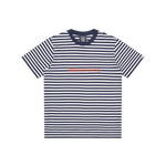 SERIF LOGO STRIPED T-SHIRT - NAVY STRIPE
