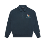 HIKING LOGO COLLARED SWEATSHIRT - NAVY