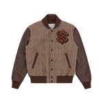 LEATHER SLEEVE VARSITY JACKET - BROWN