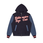 LEATHER SLEEVE ZIP-THROUGH HOOD