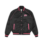 SATIN BOMBER JACKET - BLACK/PINK