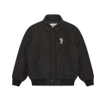 COLLARED VARSITY JACKET - BLACK