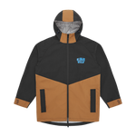 PANELLED RAIN JACKET - BLACK/BROWN