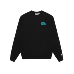 SMALL ARCH LOGO HIGHLIGHT CREWNECK - BLACK/BLUE