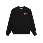 SMALL ARCH LOGO HIGHLIGHT CREWNECK - BLACK/PINK