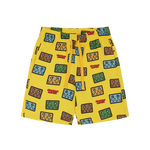 KIDS JUMBLE ROBOT A/O PRINT SHORTS - YELLOW