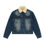SHERPA COLLAR DENIM JACKET - INDIGO