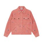 EMBROIDERED CORDUROY ZIP OVERSHIRT - PINK