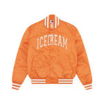 COLLEGE SATIN BOMBER JACKET - ORANGE