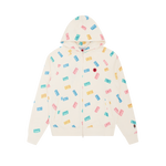 RAFFLE TICKET ZIP THROUGH HOOD - CREAM