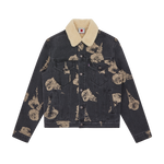 SHERPA COLLAR DENIM JACKET - GREY