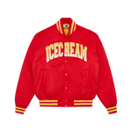 COLLEGE SATIN BOMBER - RED
