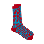 HOUNDSTOOTH SOCKS - BLUE/RED