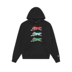 TRIPLE RUNNING DOG POPOVER HOOD - BLACK