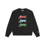 TRIPLE RUNNING DOG CREWNECK - BLACK