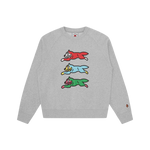 TRIPLE RUNNING DOG CREWNECK - HEATHER GREY